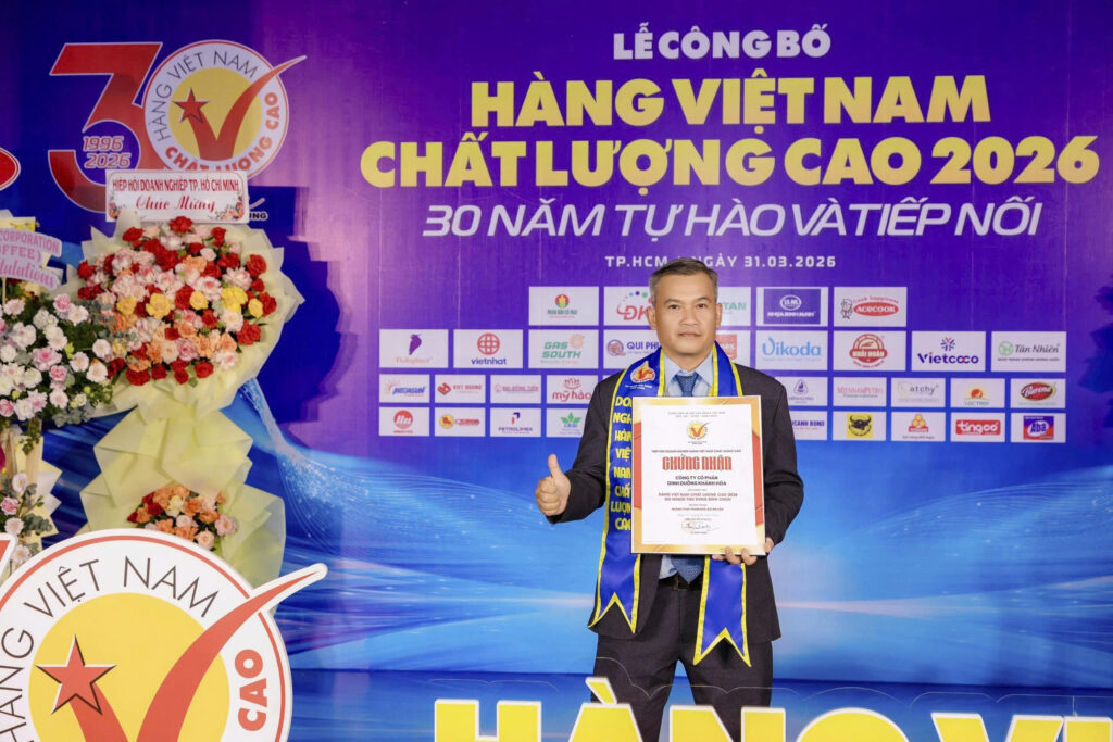 Công Ty Cổ Phần Dinh Dưỡng Khánh Hoà tiếp tục vinh dự nhận giải thưởng Hàng Việt Nam Chất Lượng Cao 2026